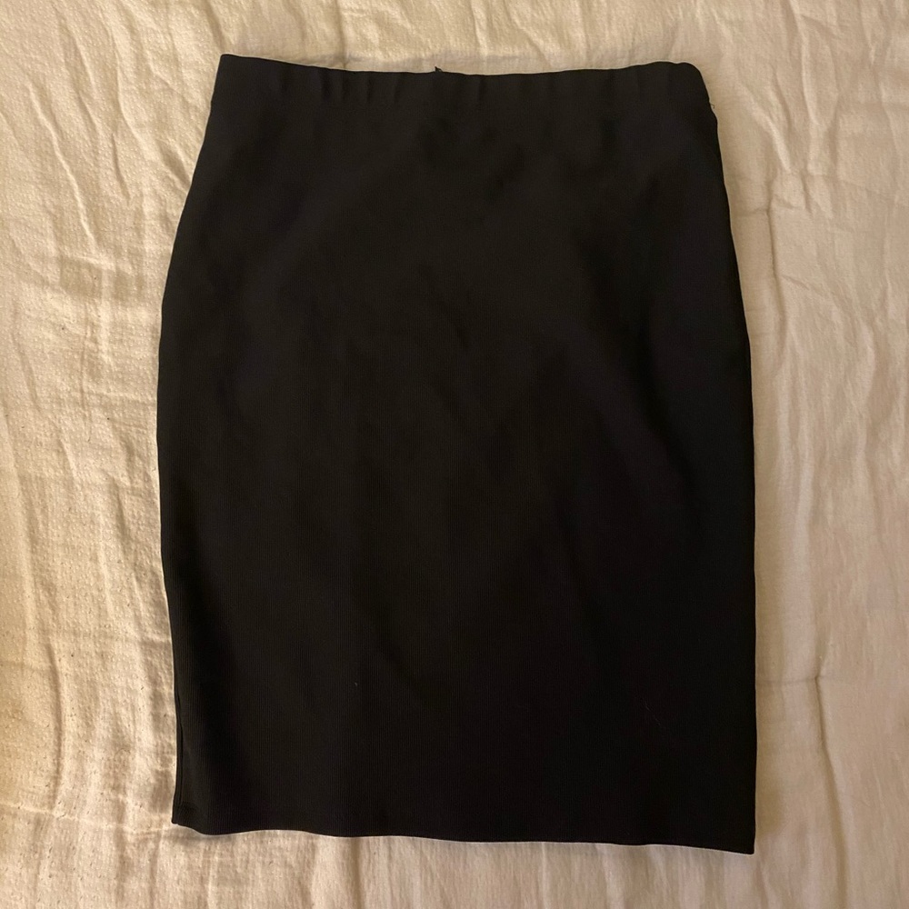 Ribbed Knee Length Skirt Bodycon